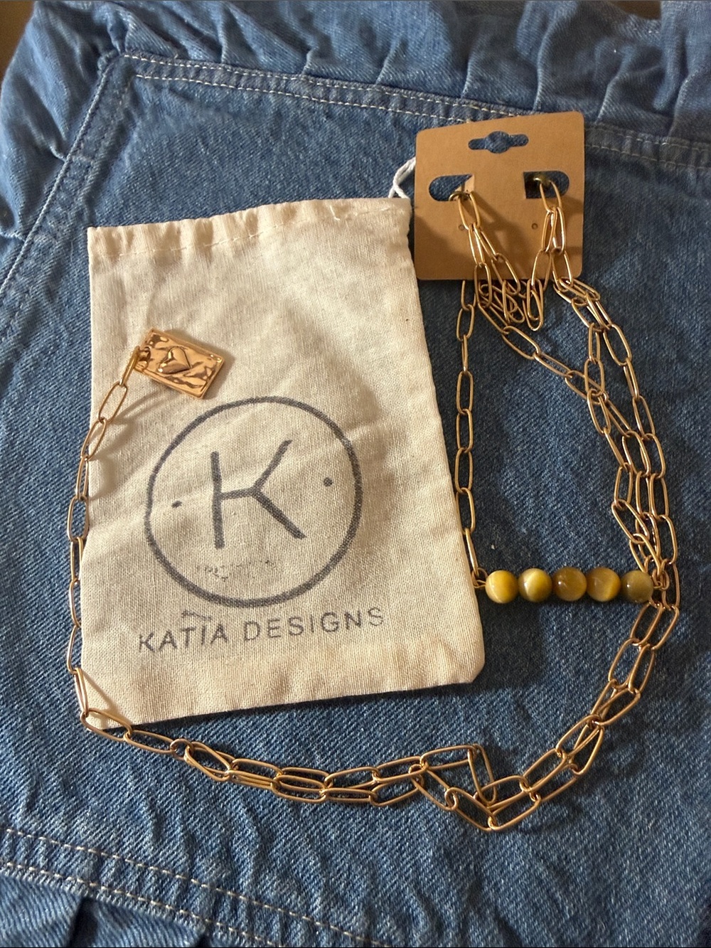 Katia Designs: I Own My Peace Lariat Necklace w Authentic Tigers Eye Stones - Picture 14 of 14